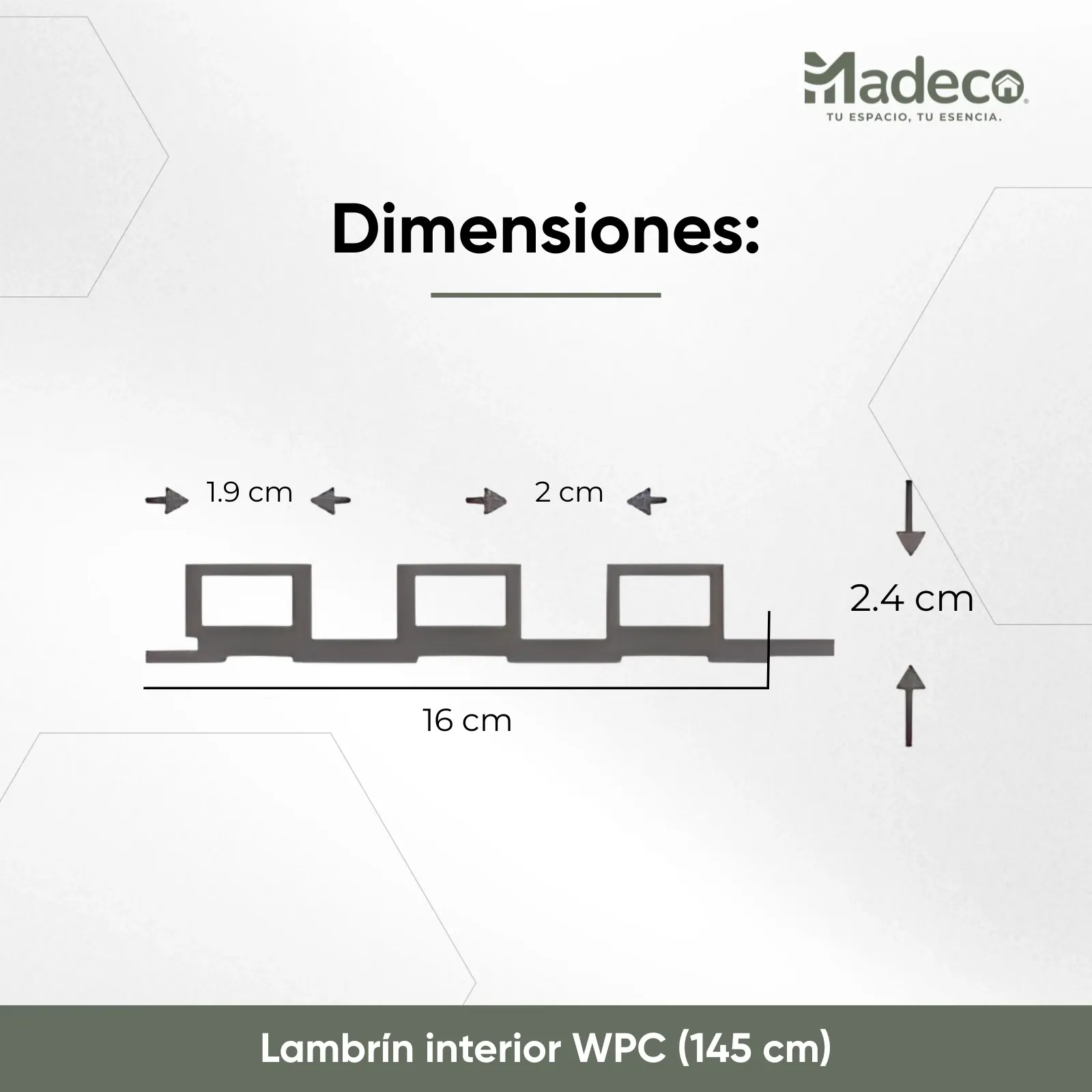 Lambrín Interior WPC de 16cm x 1.45m — Pino Rústico
